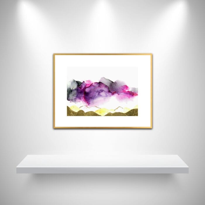 Abstractwallart | Curator | Alcohol Ink | Storm over Gold