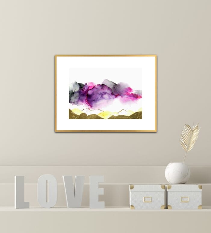 Abstractwallart | Curator | Alcohol Ink | Storm over Gold