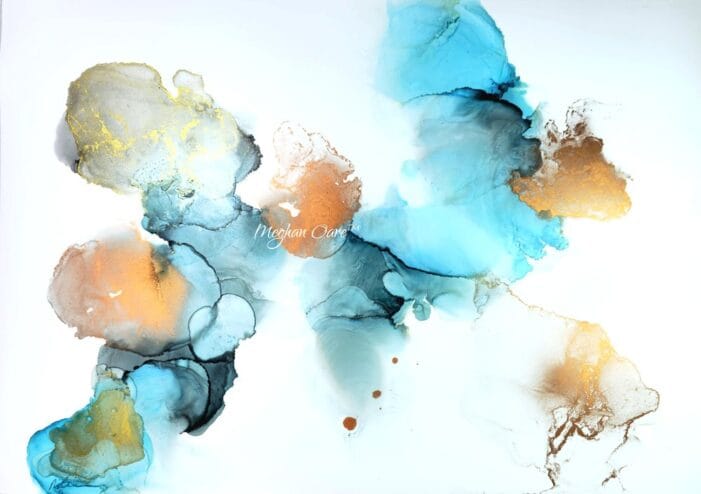 Abstractwallart | Prints | Alcohol ink | Tealquila Sunrise